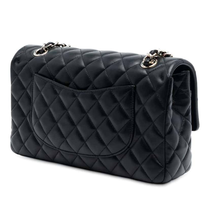 Chanel Medium Classic Lambskin Valentines Heart Charms Single Flap Black Leather Good condition - Back View