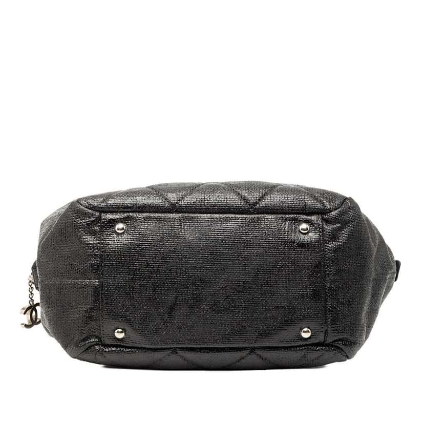 Chanel Quilted Coated Canvas Paris Biarritz Bowler Bag Black Canvas Very good condition - Inside View