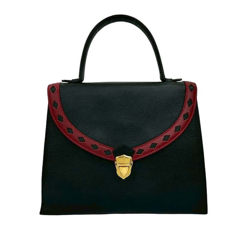 Saint Laurent Leather Diamond Cut Top Handle Bag Black Leather Good condition - Front View
