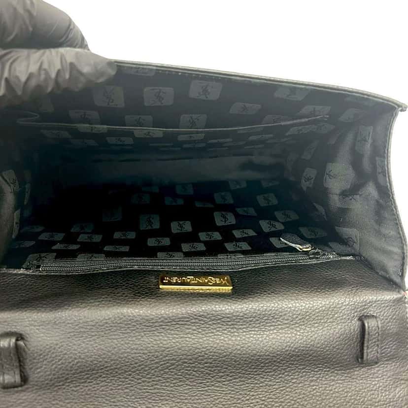 Saint Laurent Leather Diamond Cut Top Handle Bag Black Leather Good condition - Inside View