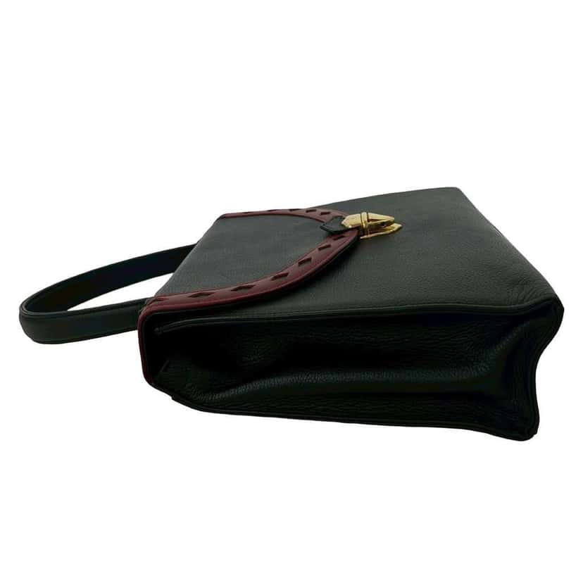 Saint Laurent Leather Diamond Cut Top Handle Bag Black Leather Good condition - Box View