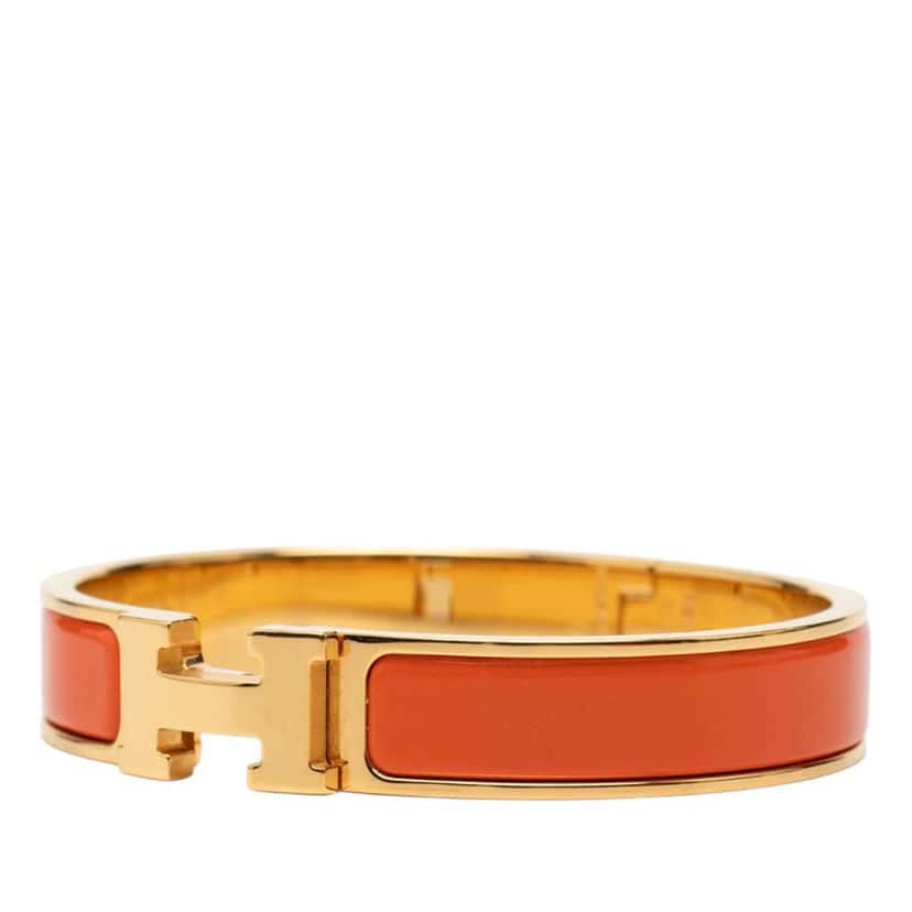 Hermès Enamel Clic H Bracelet PM Orange Good condition - Back View