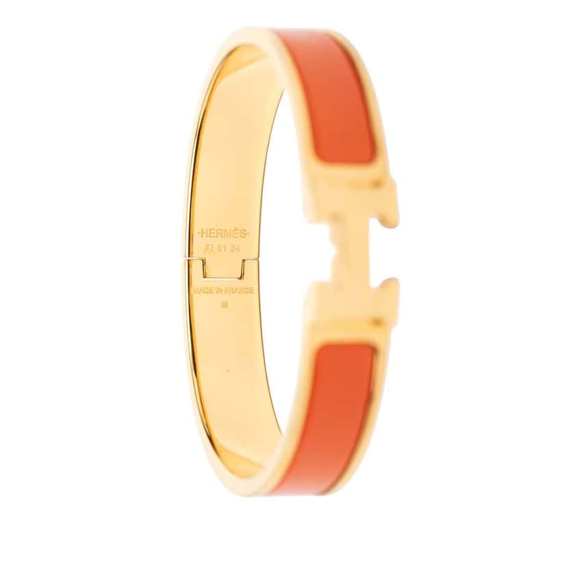 Hermès Enamel Clic H Bracelet PM Orange Good condition - Model View
