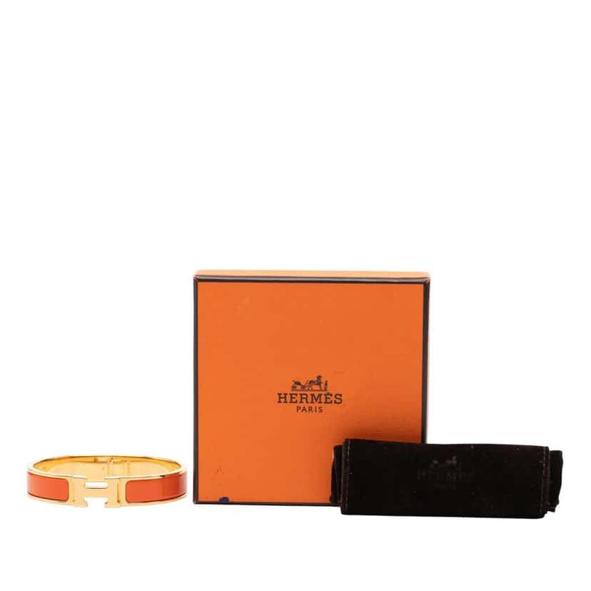 Hermès Enamel Clic H Bracelet PM Orange Good condition - Box View