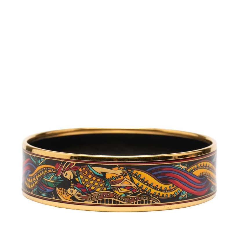Hermès Wide Printed Enamel Bangle 65 Black Good condition - Inside View