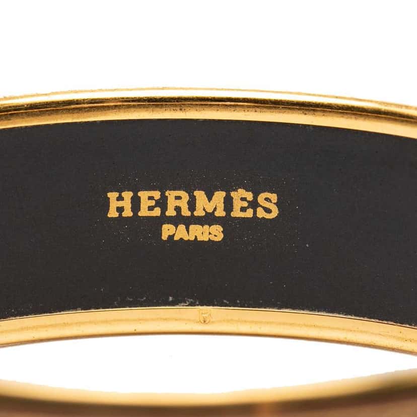 Hermès Wide Printed Enamel Bangle 65 Black Good condition - Model View