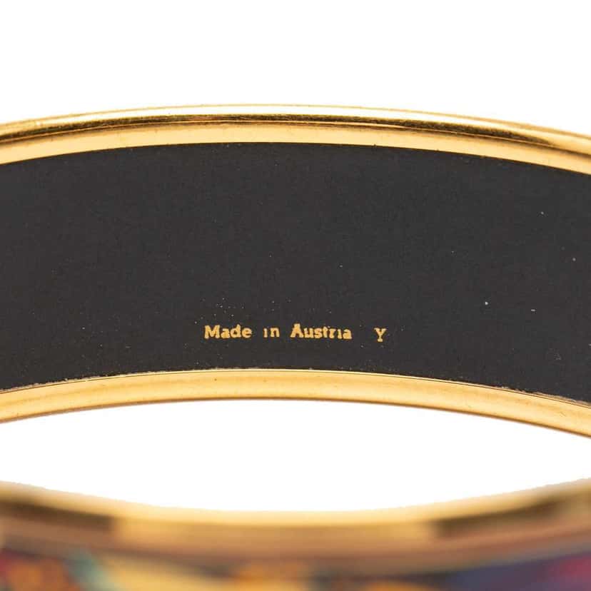 Hermès Wide Printed Enamel Bangle 65 Black Good condition - Box View