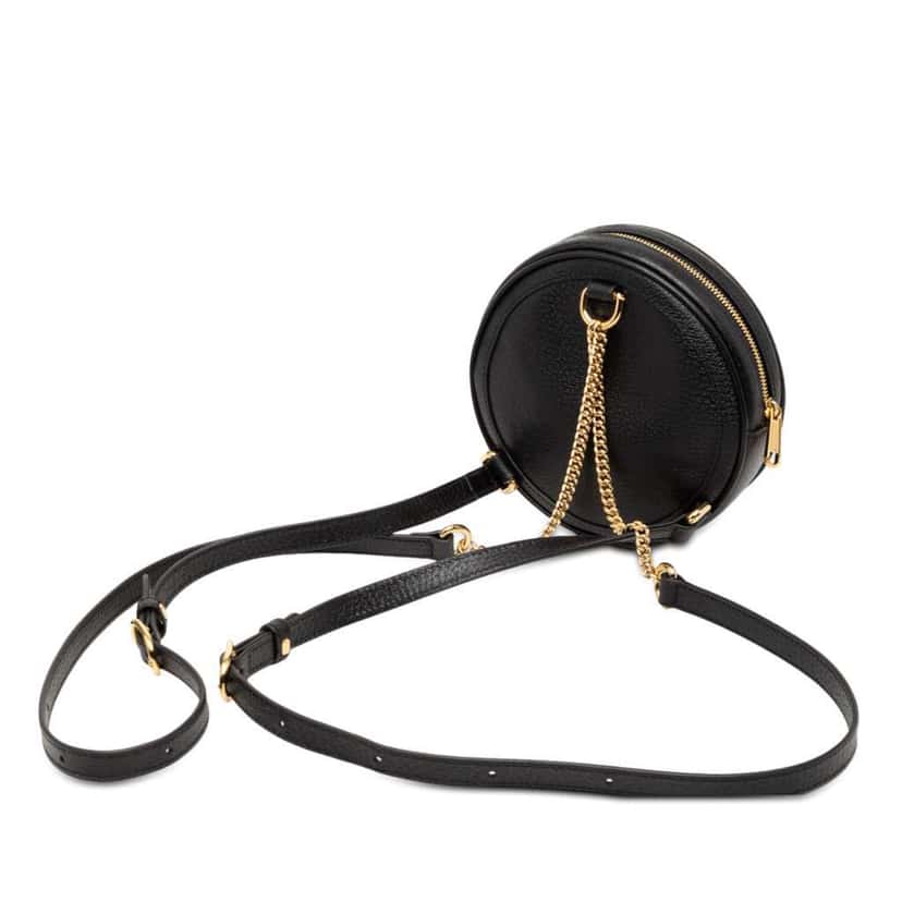 Gucci Mini Leather Round Ophidia Backpack Black Leather Good condition - Back View