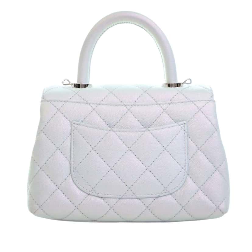 Chanel Extra Mini Iridescent Caviar Rainbow CC Coco Top Handle Bag Blue Leather Good condition - Model View