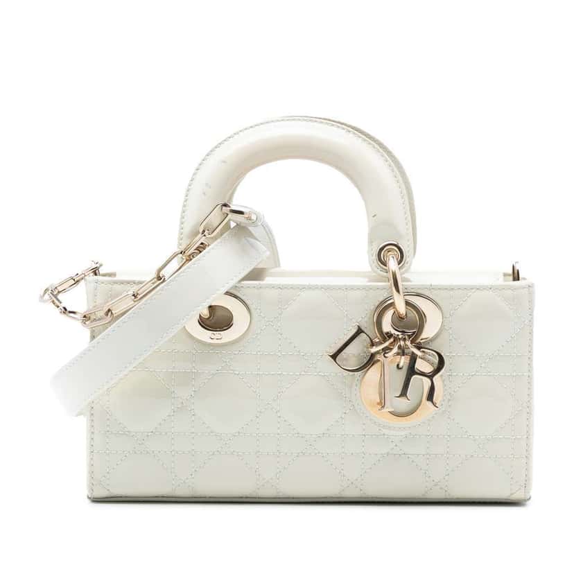 Dior Small Patent Cannage Lady D Joy White Leather Very good condition - Front View