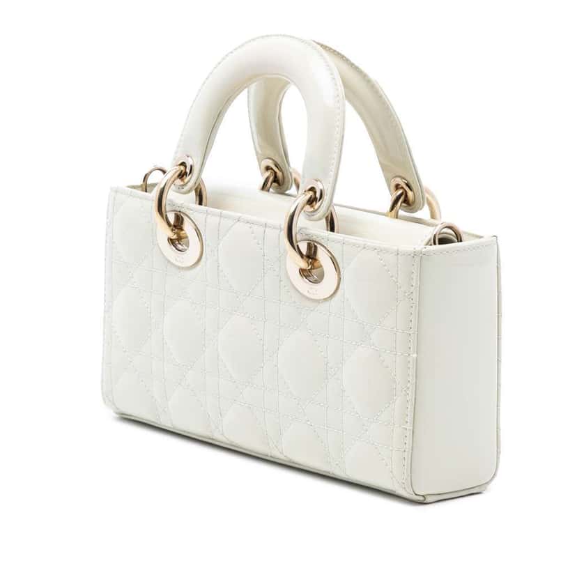 Dior Small Patent Cannage Lady D Joy White Leather Very good condition - Back View