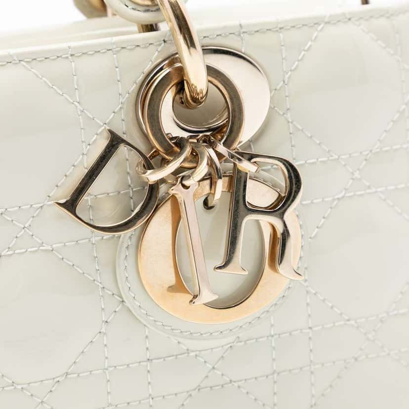 Dior Small Patent Cannage Lady D Joy White Leather Very good condition - Box View