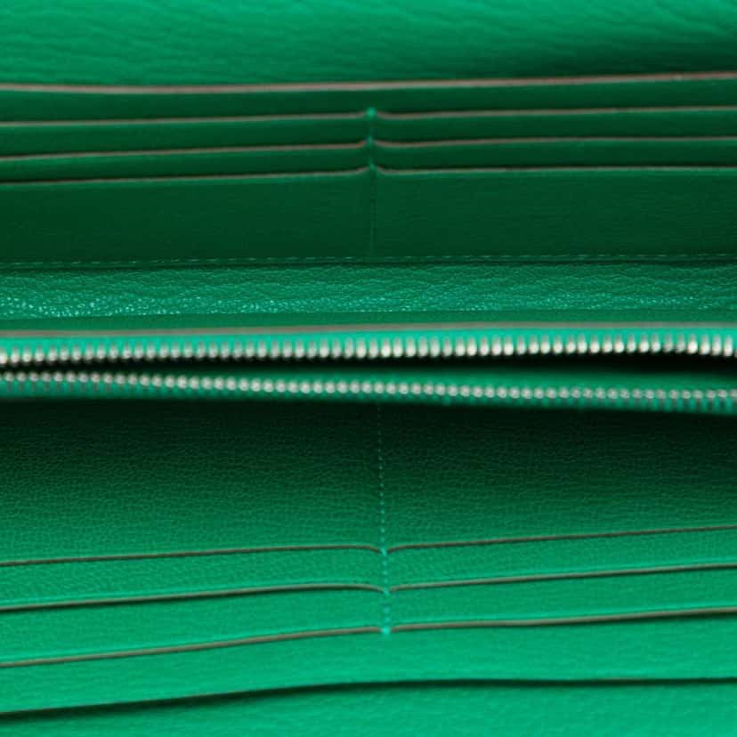 Hermès Chevre Mysore Kelly Longue Wallet Green Leather Good condition - Model View