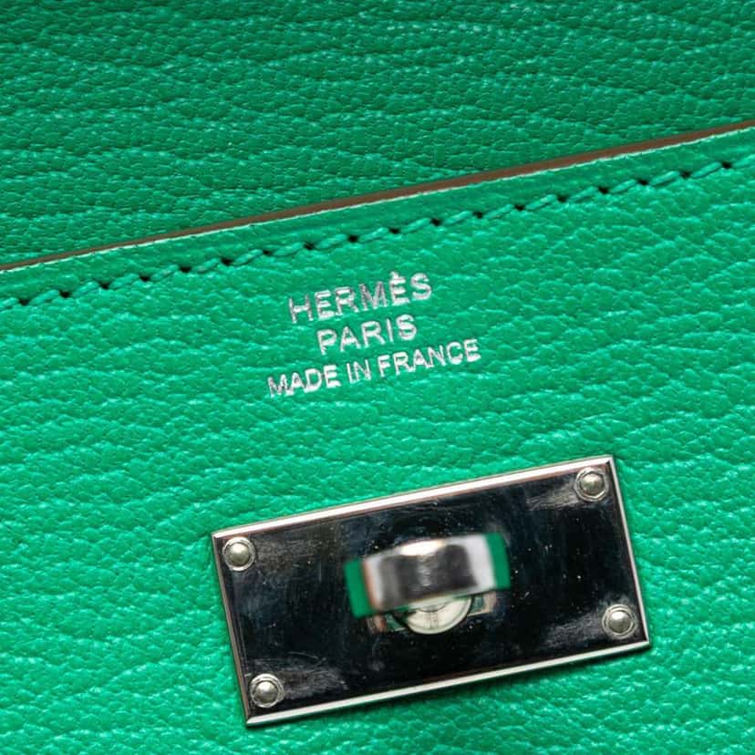 Hermès Chevre Mysore Kelly Longue Wallet Green Leather Good condition - Box View