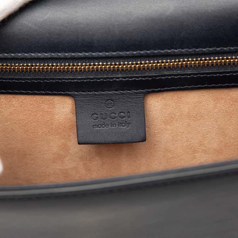 Gucci Small Leather Web Sylvie Satchel Black Leather Good condition - Box View