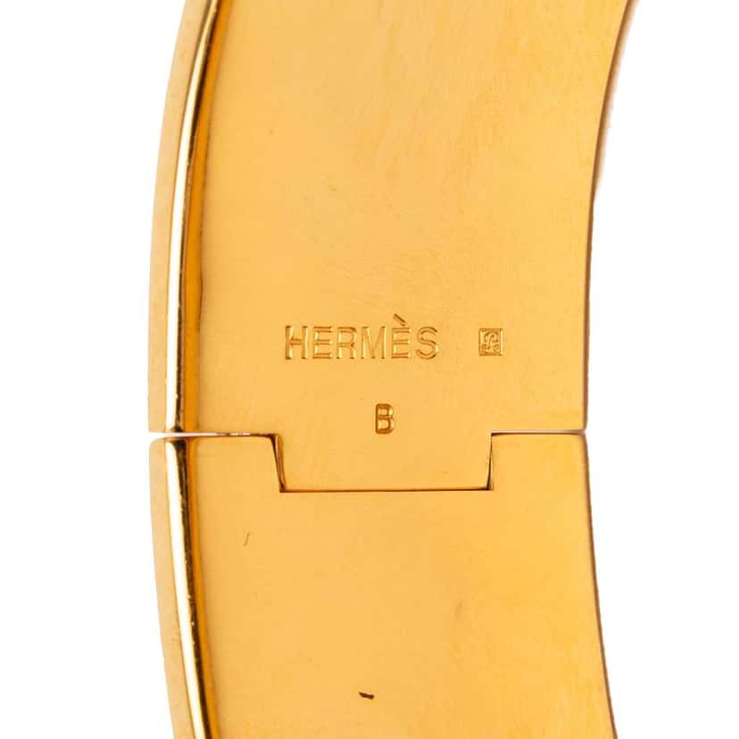 Hermès Enamel Fall Foliage Loquet Hinge Bracelet PM Brown Good condition - Model View