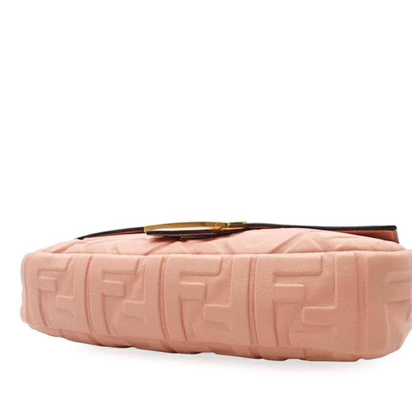 Fendi Zucca Embossed Leather Baguette Satchel Pink Leather Good condition - Inside View
