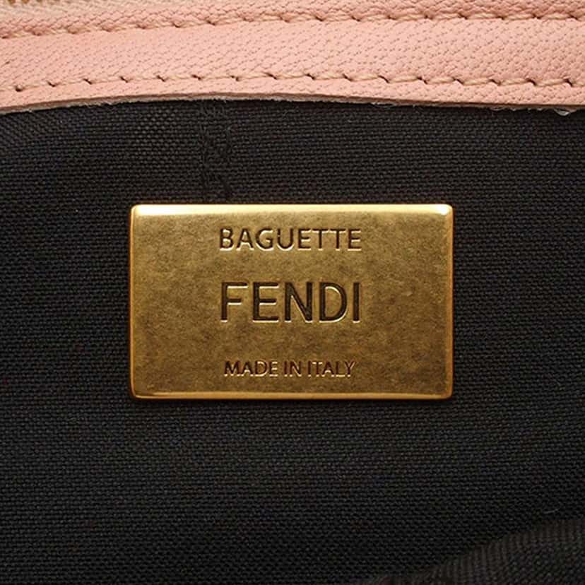 Fendi Zucca Embossed Leather Baguette Satchel Pink Leather Good condition - Box View