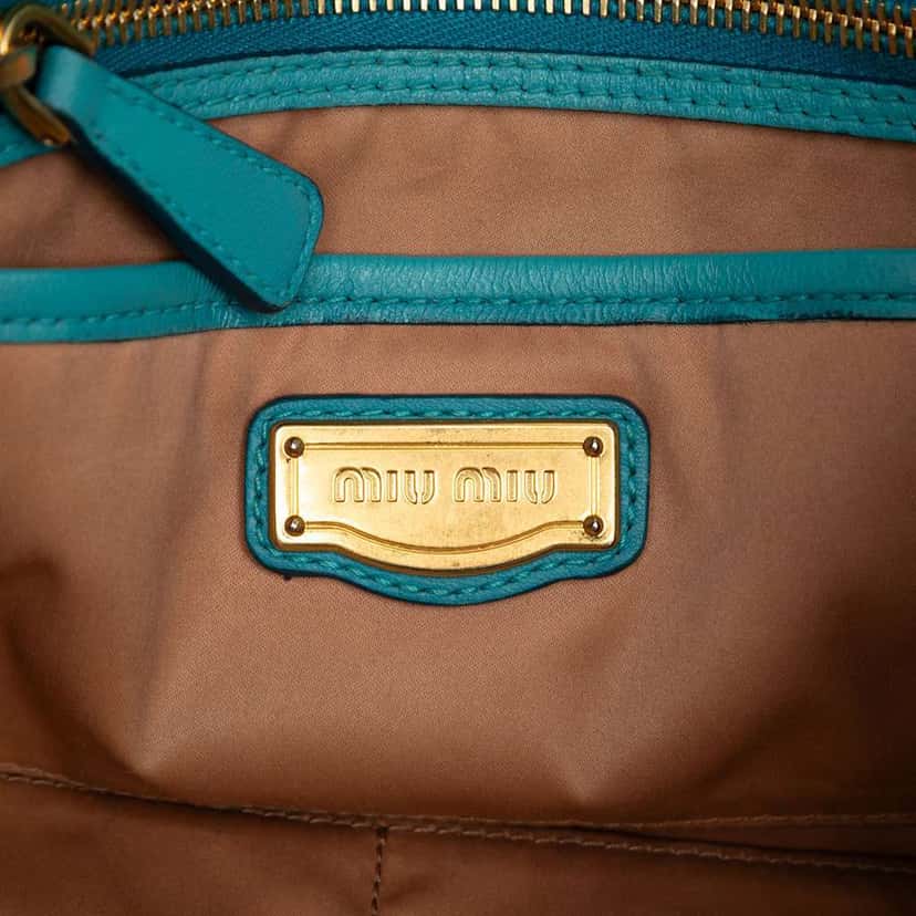 Miu Miu Matelasse Nappa Tote Blue Leather Very good condition - Box View