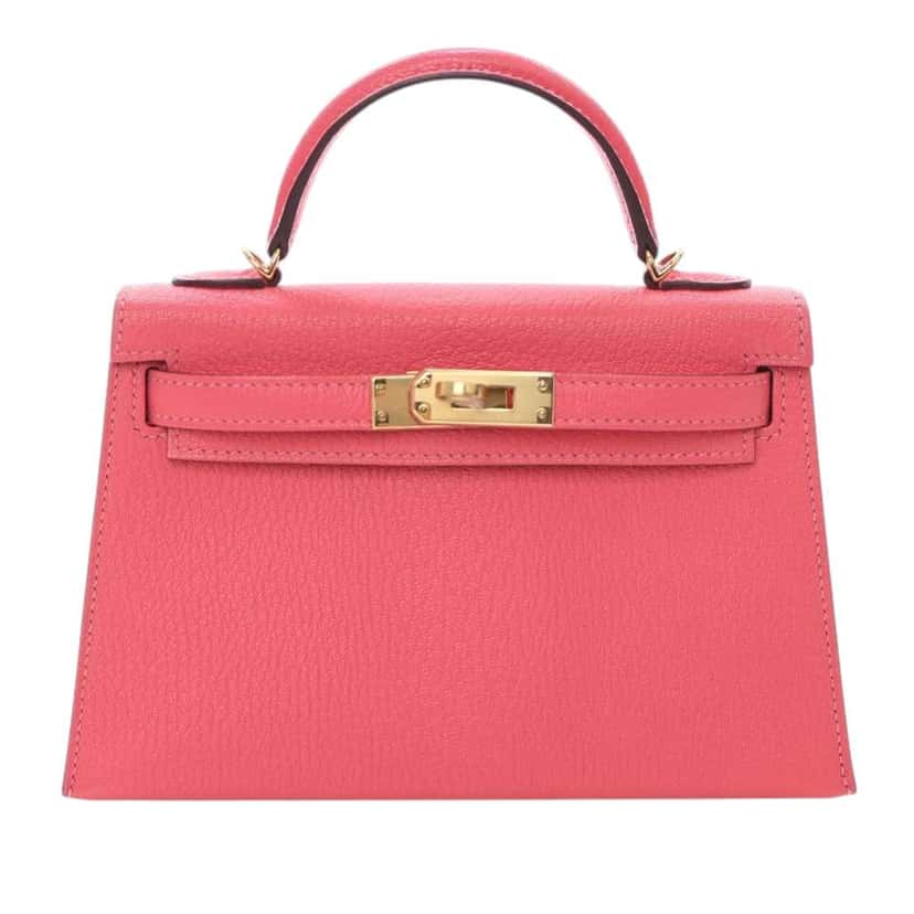 Hermès Mini Chevre Mysore Kelly II Sellier 20 Pink Leather Good condition - Front View