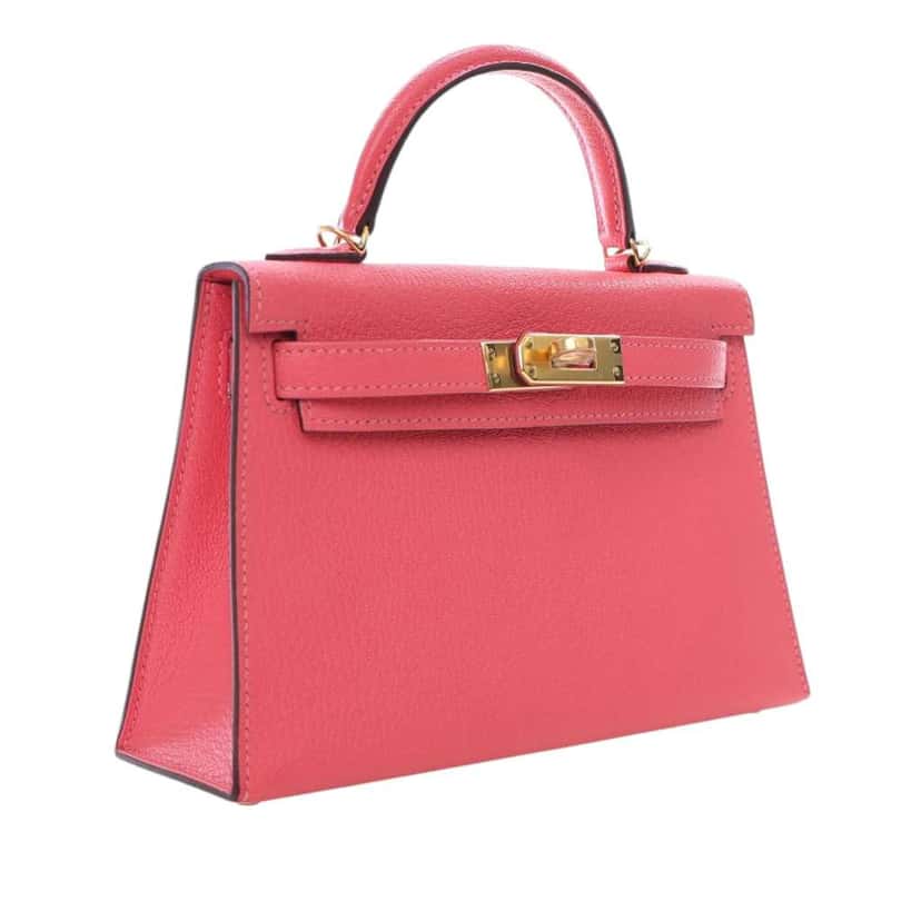 Hermès Mini Chevre Mysore Kelly II Sellier 20 Pink Leather Good condition - Back View