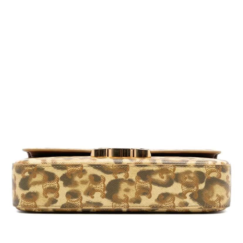 Celine Calfskin Leopard Print Claude Chain Shoulder Bag Brown Leather Very good condition - Inside View