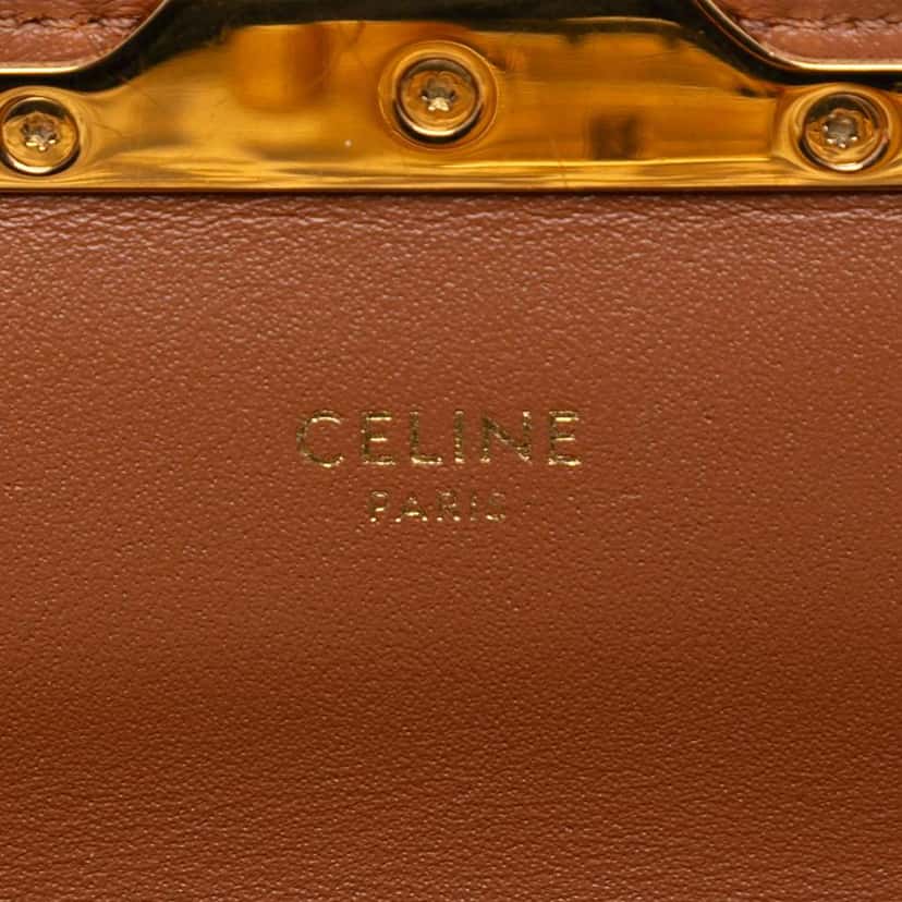 Celine Calfskin Leopard Print Claude Chain Shoulder Bag Brown Leather Very good condition - Box View