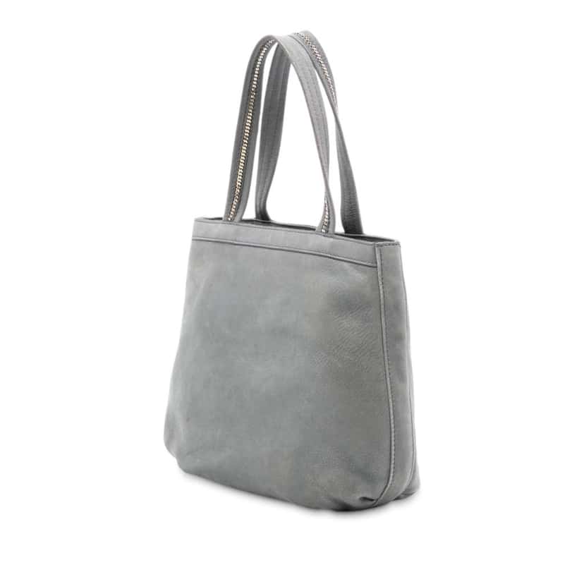 Fendi Nubuck FF Chains Tote Grey Leather Very good condition - Back View