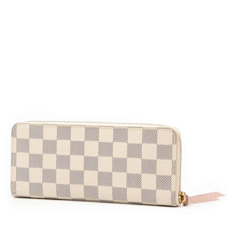 Louis Vuitton Damier Azur Clemence Zippy Wallet White Good condition - Back View
