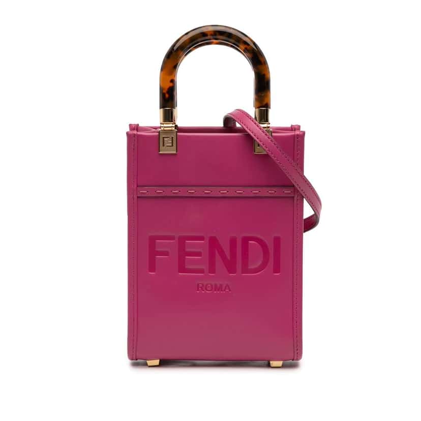 Fendi Mini Leather Sunshine Shopper Tote Pink Leather Very good condition - Front View