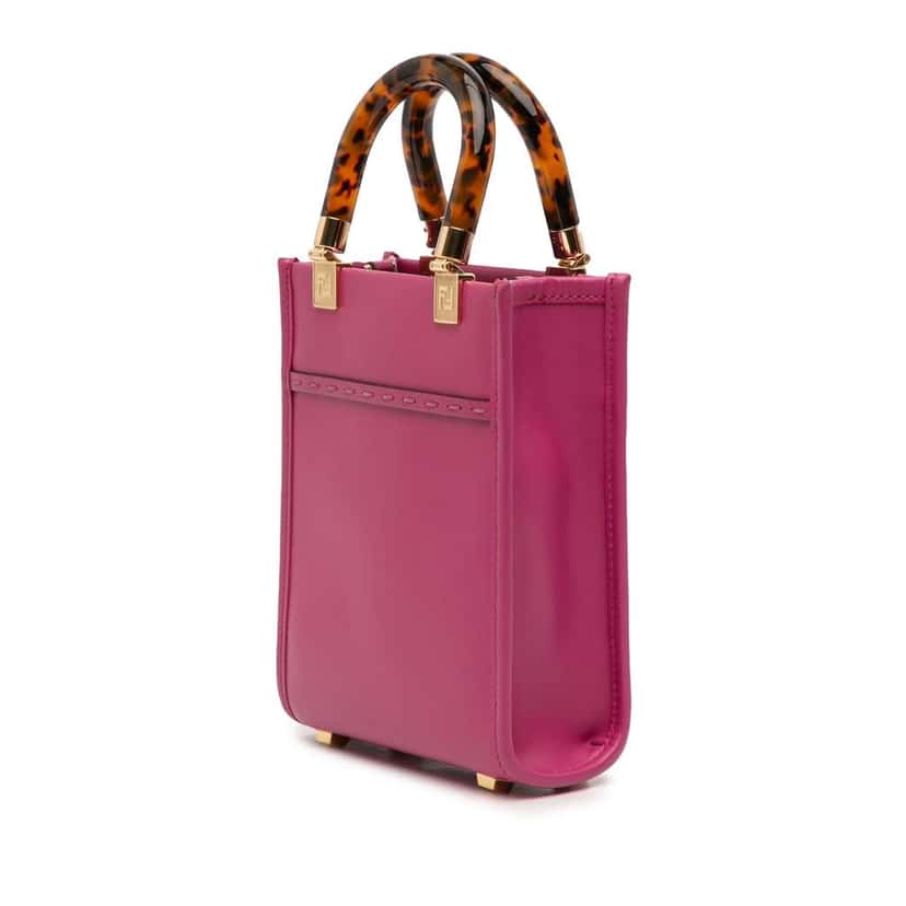 Fendi Mini Leather Sunshine Shopper Tote Pink Leather Very good condition - Back View