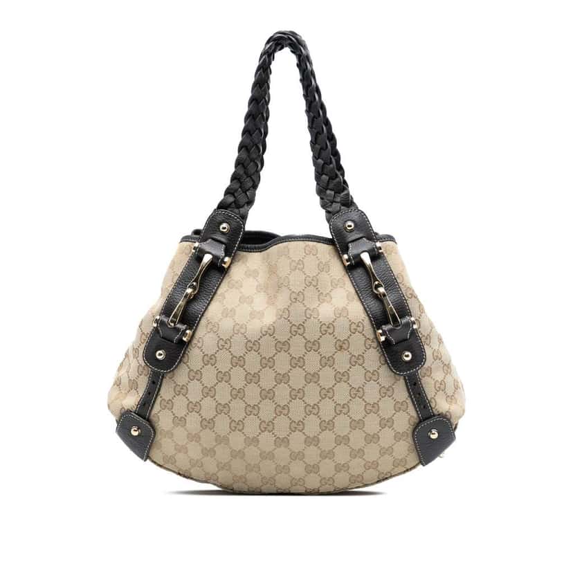 Gucci GG Canvas Horsebit Pelham Shoulder Bag Brown Canvas Good condition - Front View