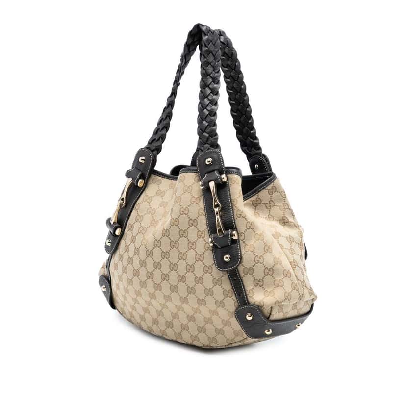 Gucci GG Canvas Horsebit Pelham Shoulder Bag Brown Canvas Good condition - Back View