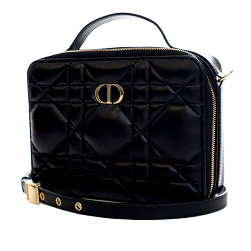 Dior Calfskin Macrocannage Caro Box Bag Black Leather Good condition - Back View