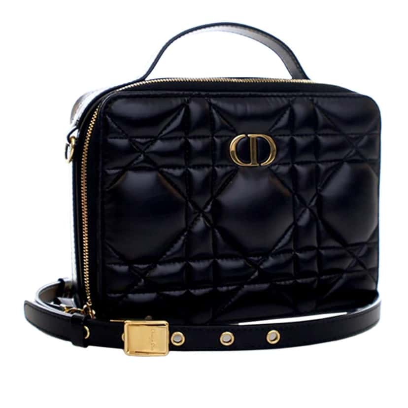 Dior Calfskin Macrocannage Caro Box Bag Black Leather Good condition - Inside View