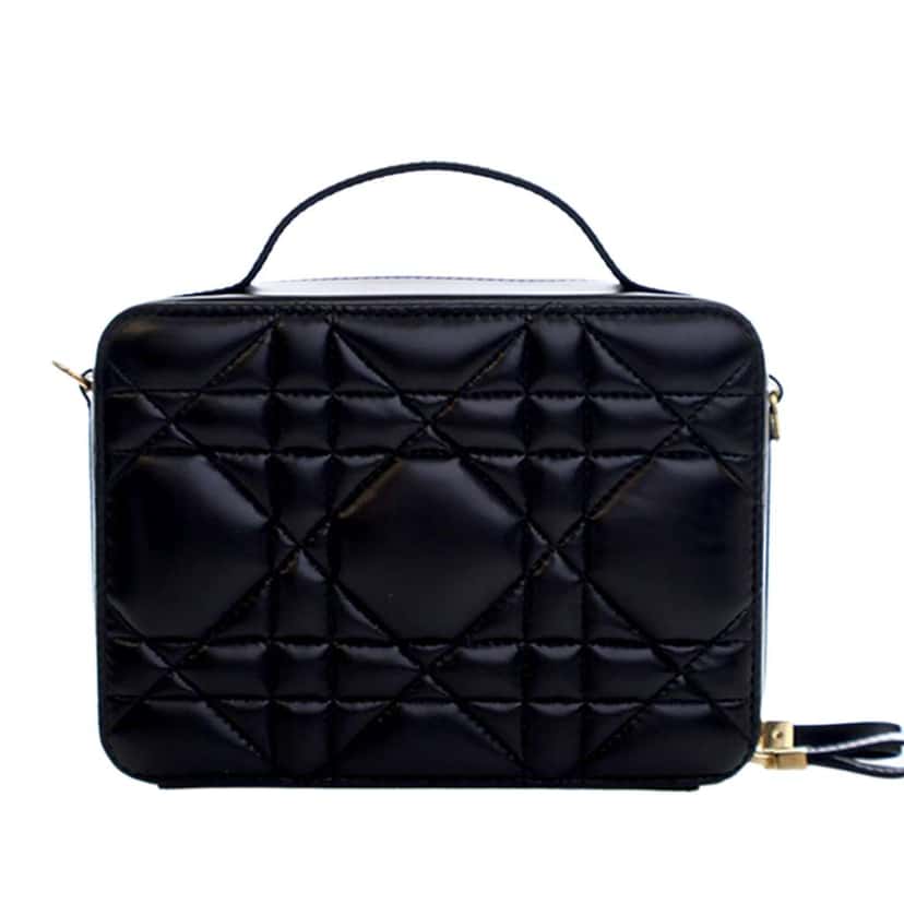 Dior Calfskin Macrocannage Caro Box Bag Black Leather Good condition - Model View