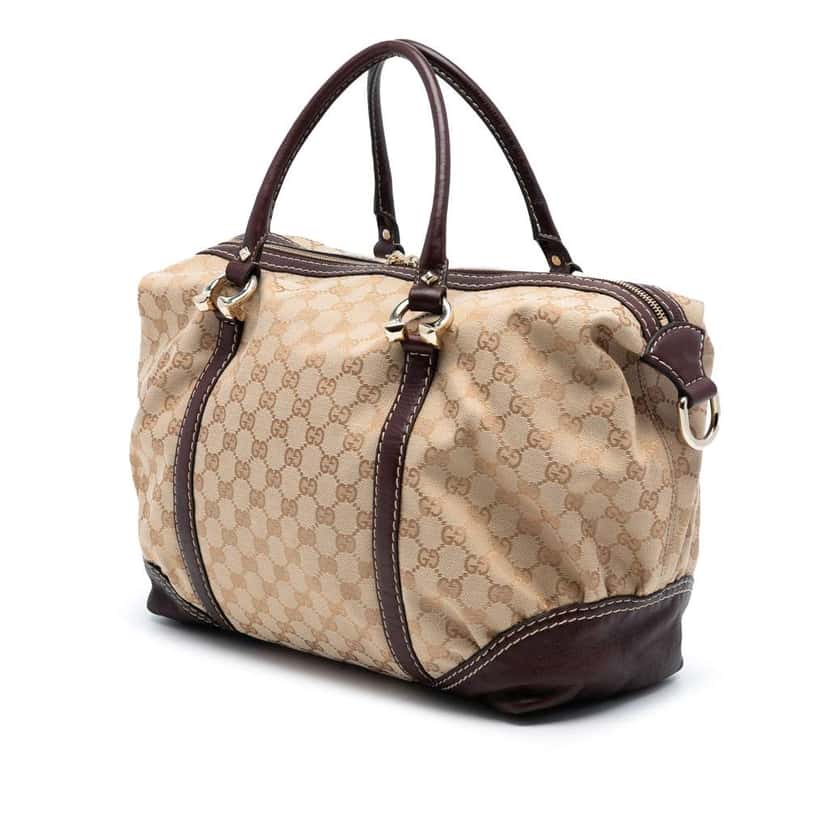 Gucci GG Canvas Horsebit Nail Boston Bag Brown Canvas Good condition - Back View