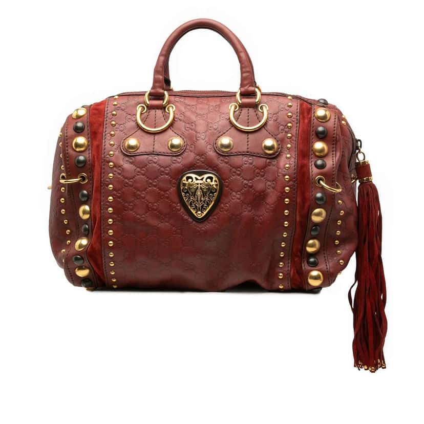 Gucci Guccissima Babouska Boston Bag Red Leather Good condition - Front View