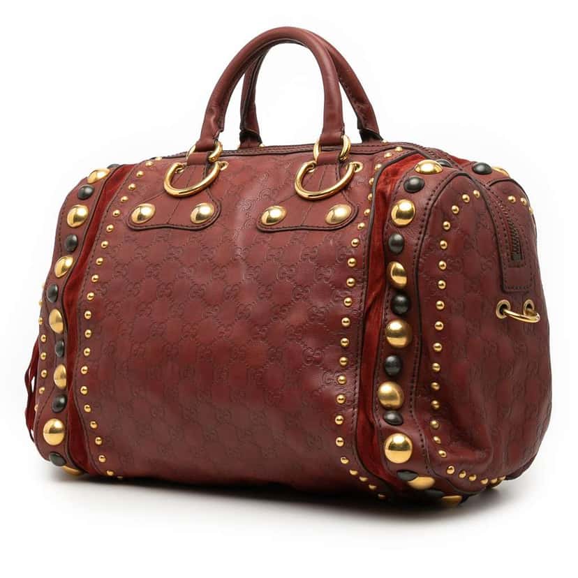 Gucci Guccissima Babouska Boston Bag Red Leather Good condition - Back View