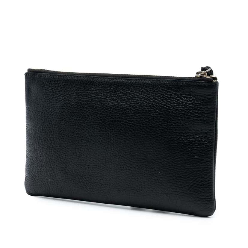 Gucci Calfskin Bamboo Clutch Black Leather Very good condition - Back View