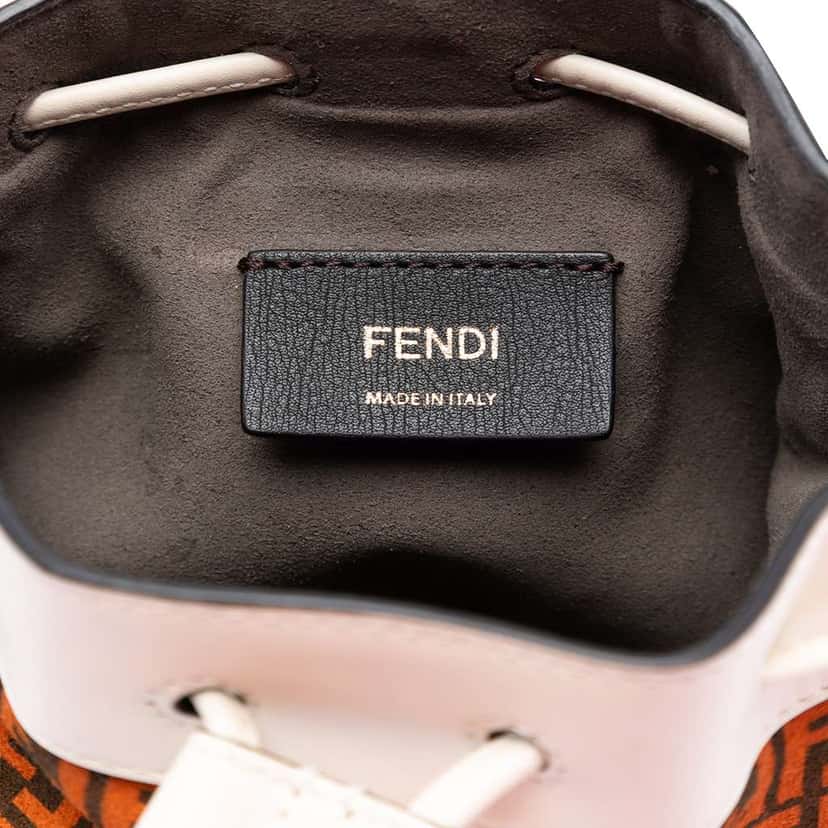 Fendi Mini Zucca Suede Mon Tresor Bucket Bag Orange Leather Good condition - Box View