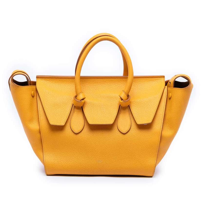 Celine Small Grained Calfskin Tie Knot Handbag Yellow Leather Good condition - Front View