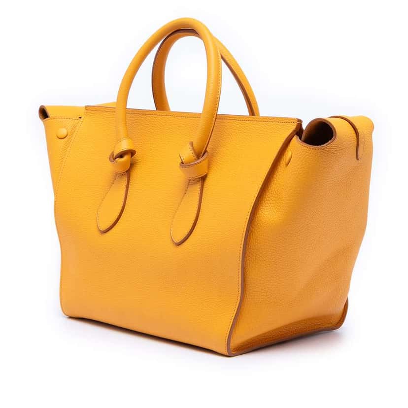 Celine Small Grained Calfskin Tie Knot Handbag Yellow Leather Good condition - Back View