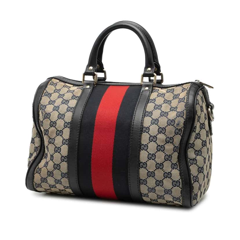 Gucci Medium GG Canvas Web Joy Boston Bag Brown Canvas Good condition - Back View
