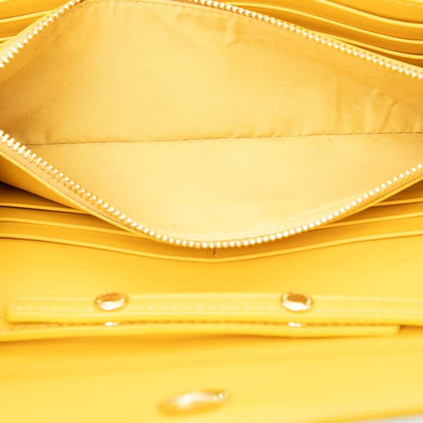 Burberry Haymarket Check Floral Coated Canvas and Leather Izzy Wallet on Chain Brown Canvas Good condition - Model View