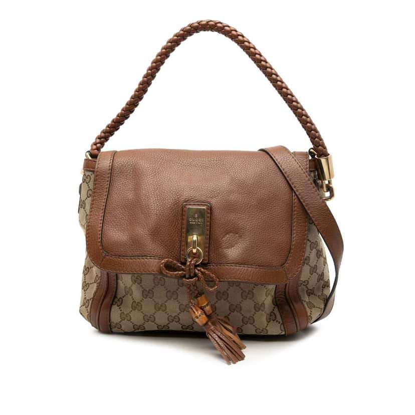 Gucci GG Canvas Bella Flap Satchel Brown Canvas Very good condition - Front View