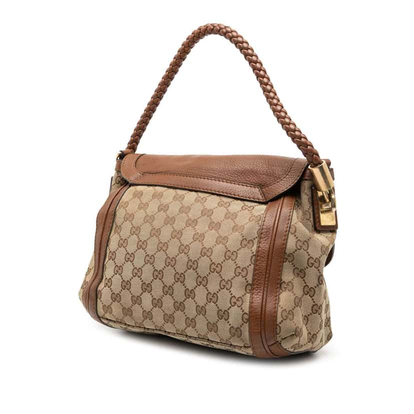 Gucci GG Canvas Bella Flap Satchel Brown Canvas Very good condition - Back View