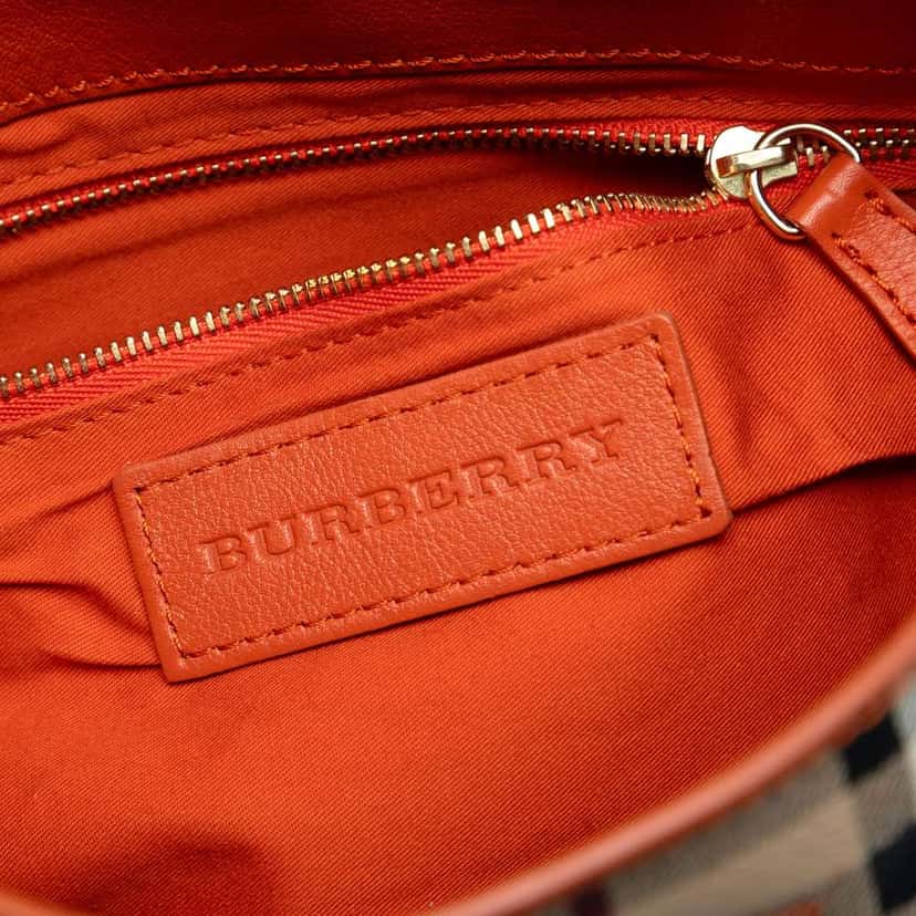 Burberry Haymarket Check Coated Canvas Leah Crossbody Brown Canvas Very good condition - Box View
