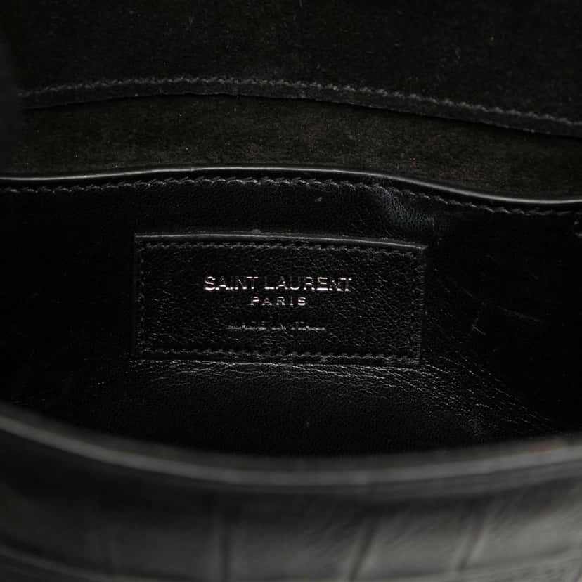 Saint Laurent Small Croc Embossed Leather Monogram Kate Tassel Crossbody Black Leather Good condition - Box View