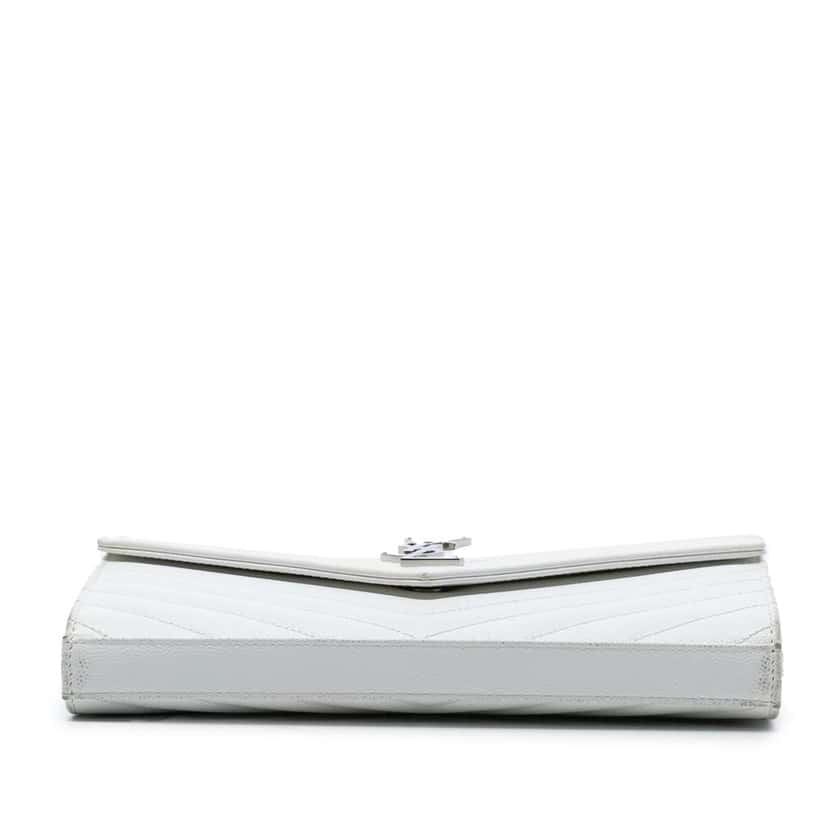 Saint Laurent Grain De Poudre Cassandre Chain Wallet White Leather Good condition - Inside View